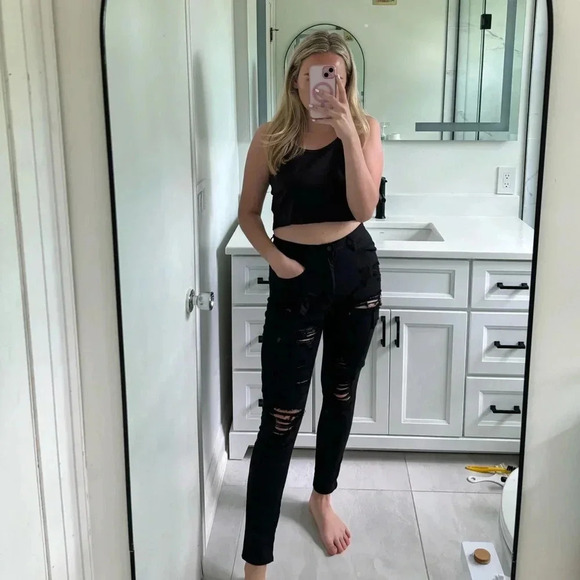 Fashion Nova Denim - Fashion Nova Black Ripped Jeans